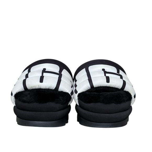 UGG Women's Puft Platform Furry Black Slide Sandals- Size 9 - Picture 3 of 11